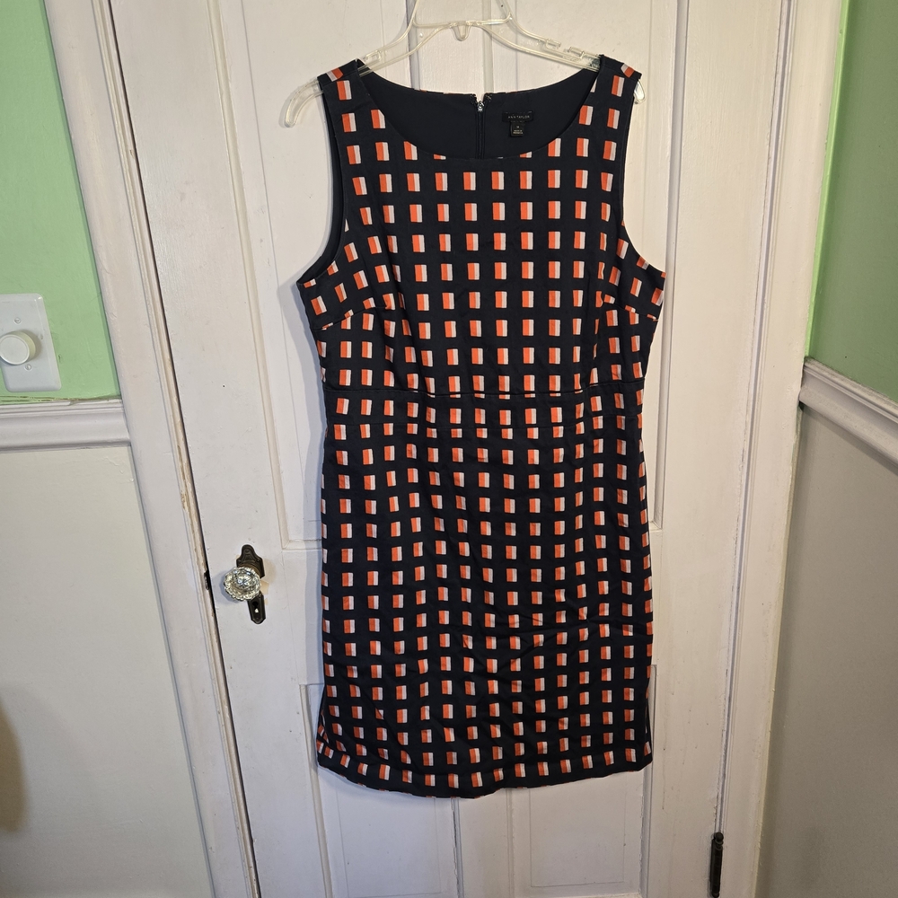 Ann Taylor Navy and Red Patterned Mini Dress